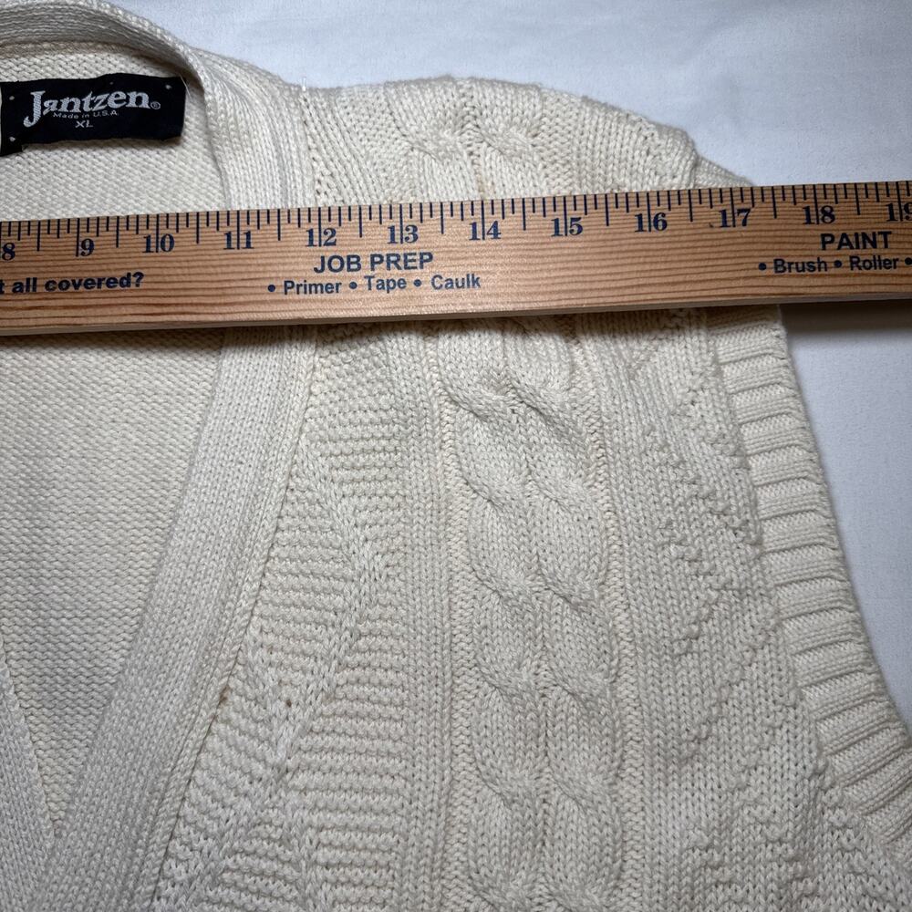 Vintage Jantzen Mens XL Vest 80s Natural Cable Knit Button Cardigan Sweater NWT - Picture 6 of 12